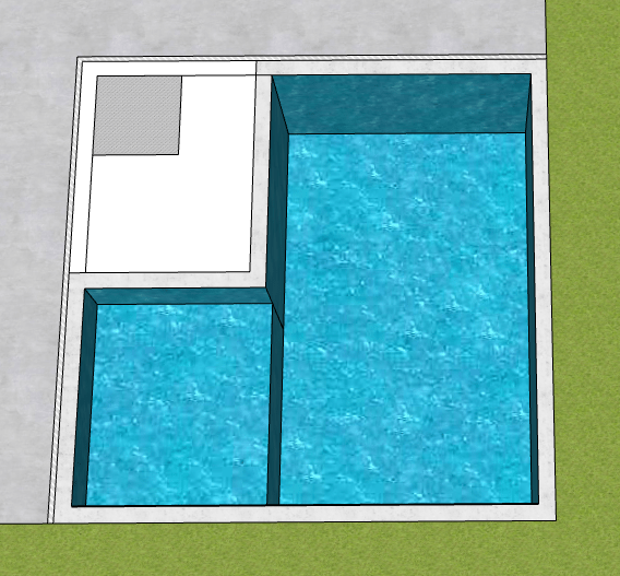 projeto da piscina pequena em L com prainha da casa f2 24